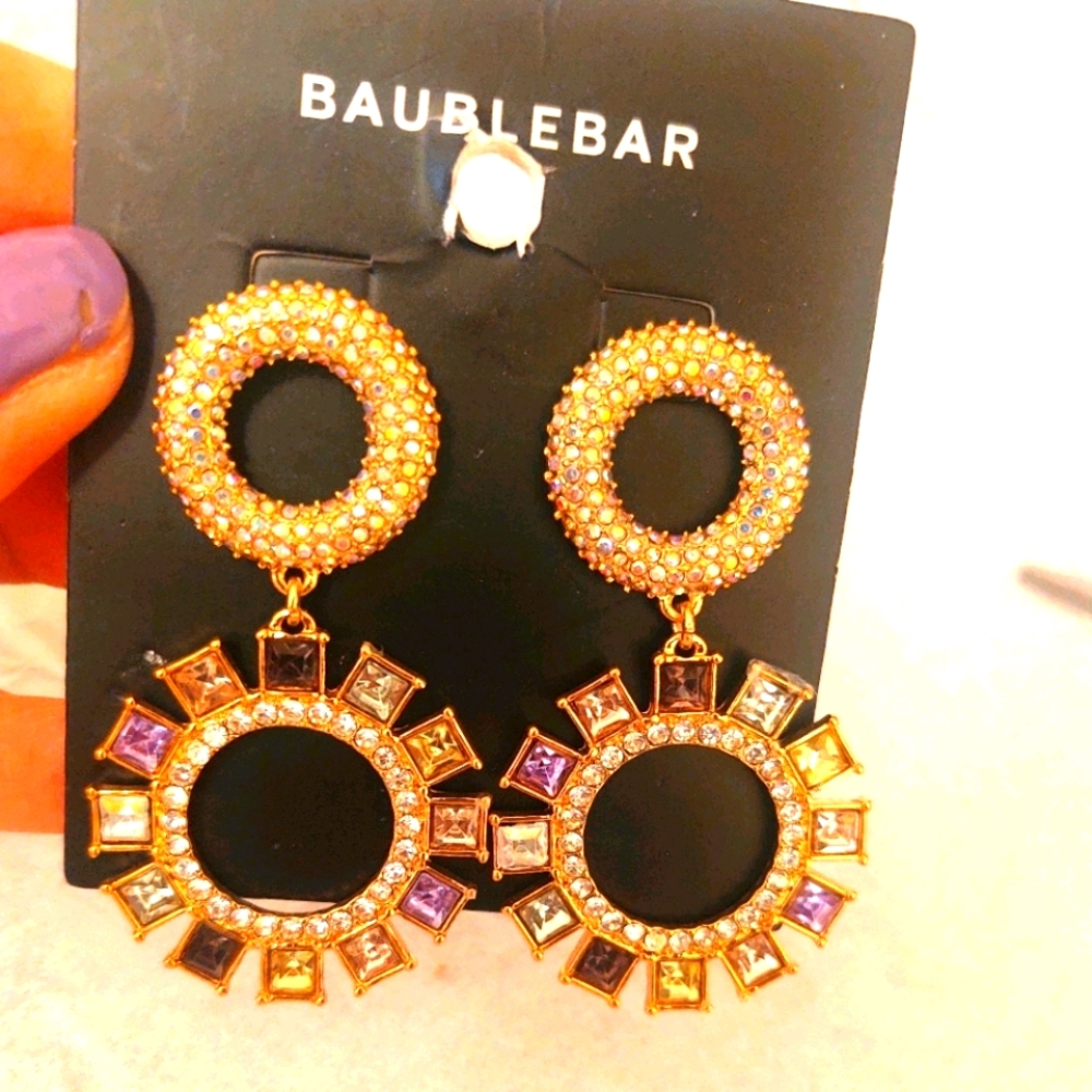 Baublebar stone and circle circle earrings BNWT